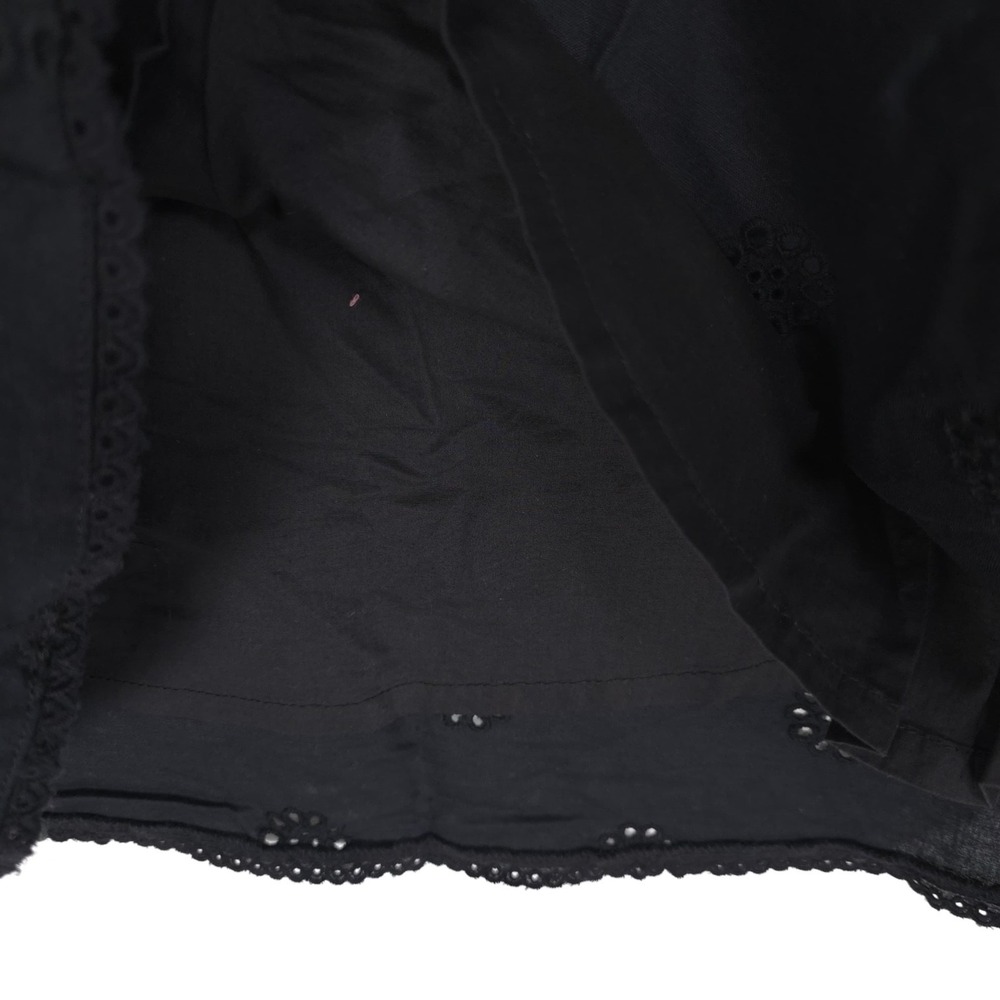 JOIE New Linen Cotton Blend Midi Skirt‎ Eyelet Set Black Embroidered Size LARGE - Picture 9 of 12